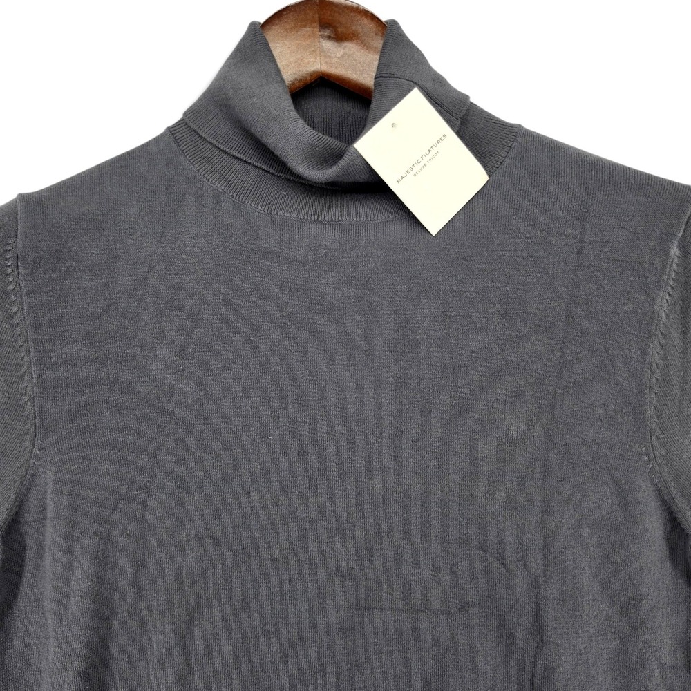 Majestic Filatures Gray Organic Cotton Turtleneck Sweater F 1 US XS Quiet Luxury - Picture 3 of 7